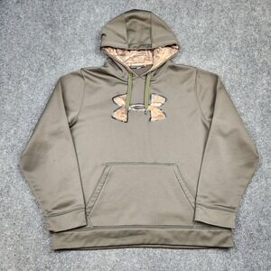Under Armour Hoodie Mens‎ Large Green UA Storm Camo Logo Pullover Sweatshirt